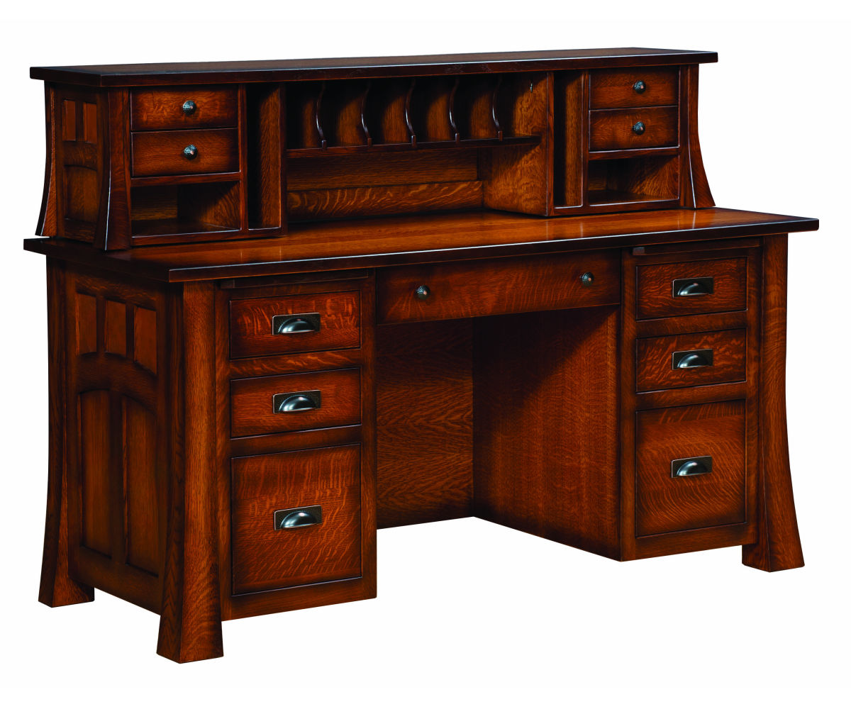 Bridgefort Mission File Desk With Hutch