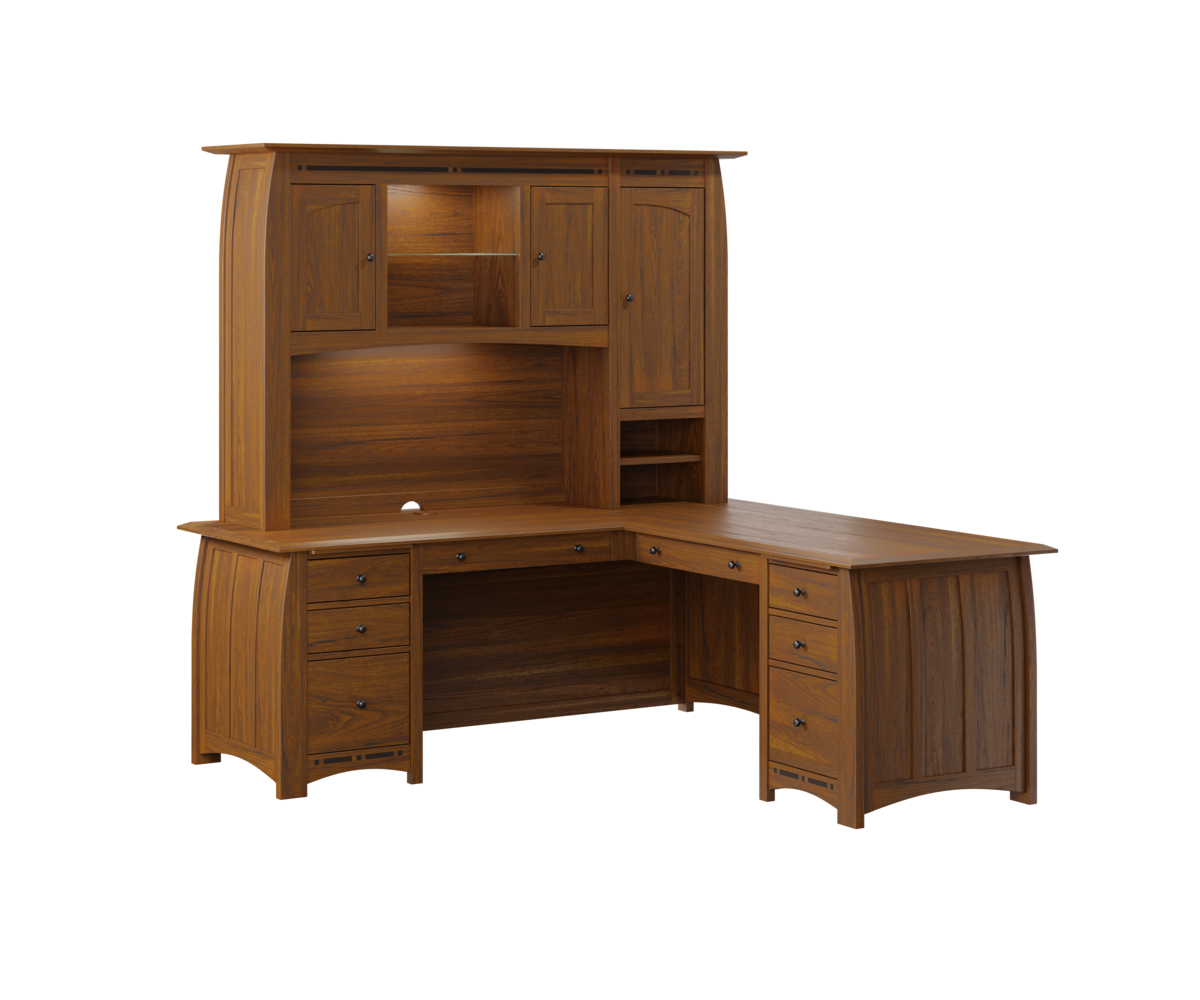 Boulder Creek L Shape Desk With Hutch